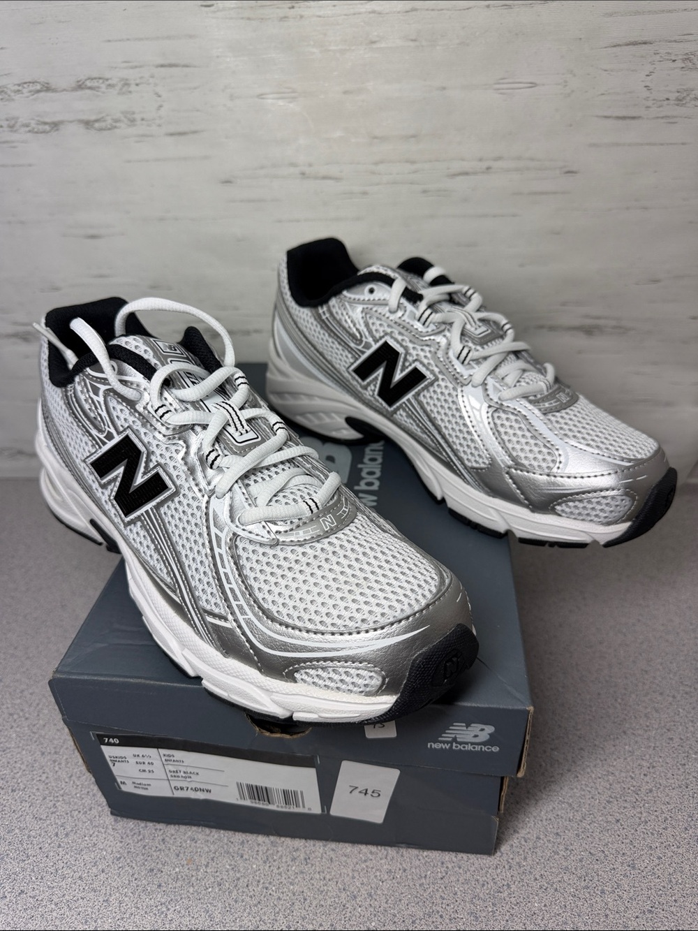 New Balance Kids Silver & White Running Sneakers